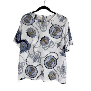 Kathie Lee Coastal Top White 12 Nautical Classic Old Money Preppy Resort 80s